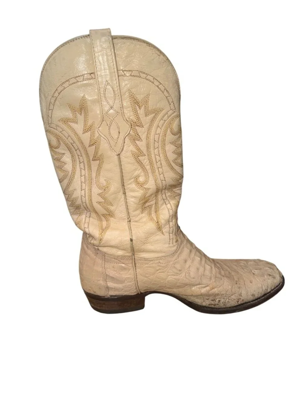 Corral Mens 10.5 EE Genuine Caiman Crocodile Leather Western Cowboy Boots Bone
